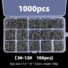 600/1000pcs Box Fishing Hooks Set